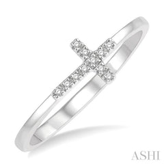 1/20 Ctw Cross Charm Round Cut Diamond Ladies Ring in 10K White Gold 1/20 Ctw Cross Charm Round Cut Diamond Ladies Ring in 10K White Gold