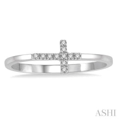 1/20 Ctw Cross Charm Round Cut Diamond Ladies Ring in 10K White Gold 1/20 Ctw Cross Charm Round Cut Diamond Ladies Ring in 10K White Gold