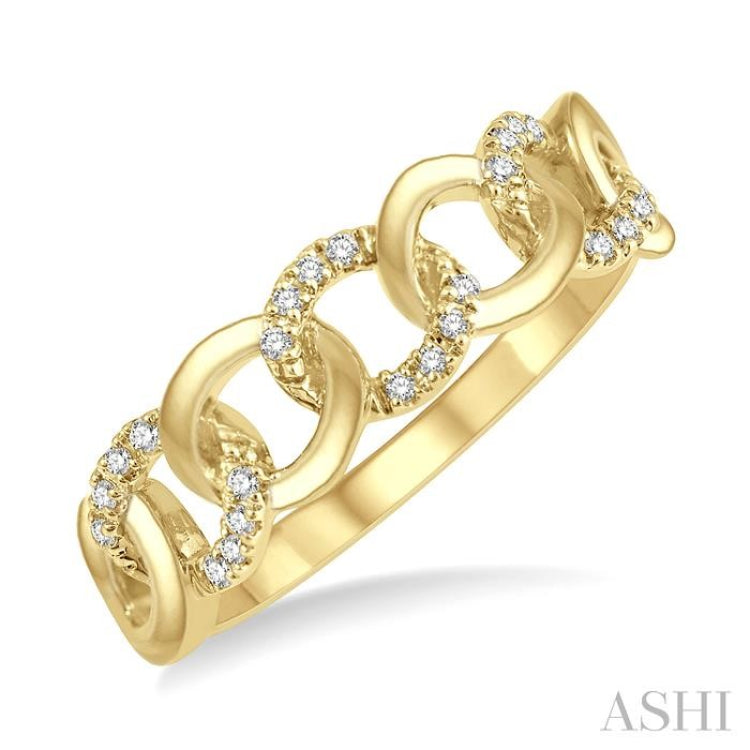 1/10 ctw Curb & Cuban Round Cut Diamond Fashion Band in 14K Yellow Gold 1/10 ctw Curb & Cuban Round Cut Diamond Fashion Band in 14K Yellow Gold