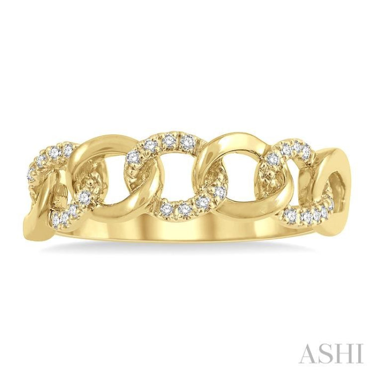 1/10 ctw Curb & Cuban Round Cut Diamond Fashion Band in 14K Yellow Gold 1/10 ctw Curb & Cuban Round Cut Diamond Fashion Band in 14K Yellow Gold