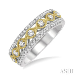 3/8 ctw Lattice Two Tone Round Cut Diamond Fashion Ring in 14K White and Yellow Gold 3/8 ctw Lattice Two Tone Round Cut Diamond Fashion Ring in 14K White and Yellow Gold