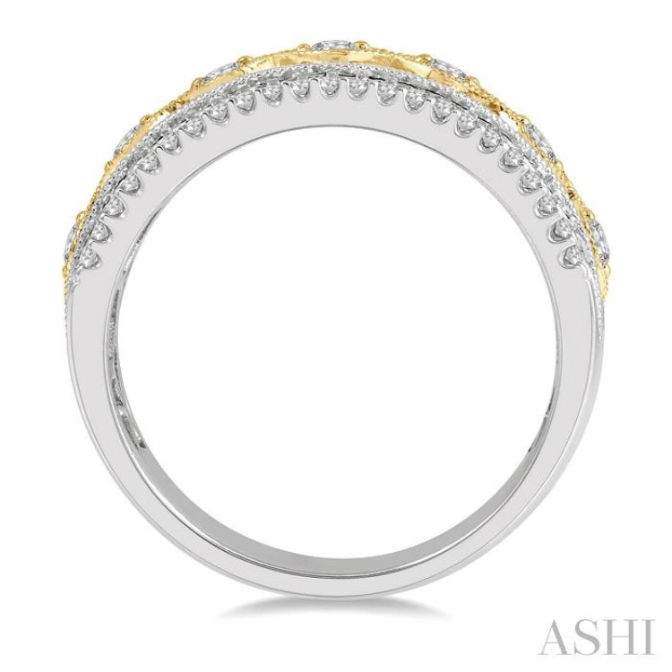 3/8 ctw Lattice Two Tone Round Cut Diamond Fashion Ring in 14K White and Yellow Gold 3/8 ctw Lattice Two Tone Round Cut Diamond Fashion Ring in 14K White and Yellow Gold