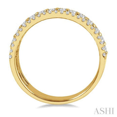 3/4 ctw Round Cut Diamond Split Triple Ring in 14K Yellow Gold 3/4 ctw Round Cut Diamond Split Triple Ring in 14K Yellow Gold