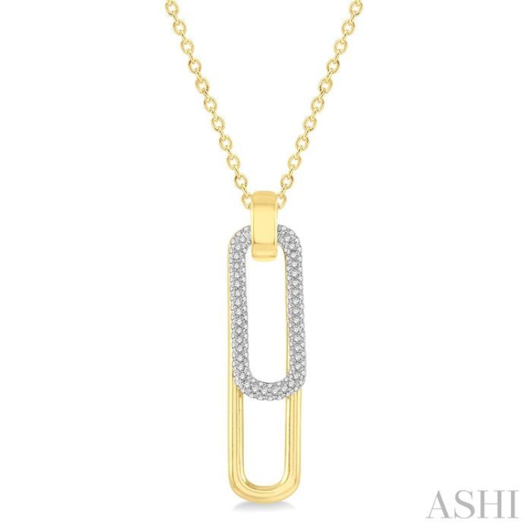 3/8 Ctw Two Tone Paperclip Round Cut Diamond Pendant With Chain in 14K Yellow and White Gold 3/8 Ctw Two Tone Paperclip Round Cut Diamond Pendant With Chain in 14K Yellow and White Gold