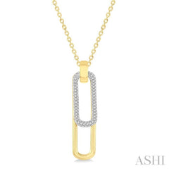 3/8 Ctw Two Tone Paperclip Round Cut Diamond Pendant With Chain in 14K Yellow and White Gold 3/8 Ctw Two Tone Paperclip Round Cut Diamond Pendant With Chain in 14K Yellow and White Gold