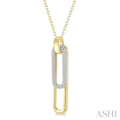 3/8 Ctw Two Tone Paperclip Round Cut Diamond Pendant With Chain in 14K Yellow and White Gold 3/8 Ctw Two Tone Paperclip Round Cut Diamond Pendant With Chain in 14K Yellow and White Gold