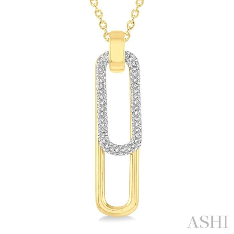 3/8 Ctw Two Tone Paperclip Round Cut Diamond Pendant With Chain in 14K Yellow and White Gold 3/8 Ctw Two Tone Paperclip Round Cut Diamond Pendant With Chain in 14K Yellow and White Gold