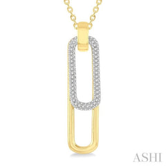 3/8 Ctw Two Tone Paperclip Round Cut Diamond Pendant With Chain in 14K Yellow and White Gold 3/8 Ctw Two Tone Paperclip Round Cut Diamond Pendant With Chain in 14K Yellow and White Gold