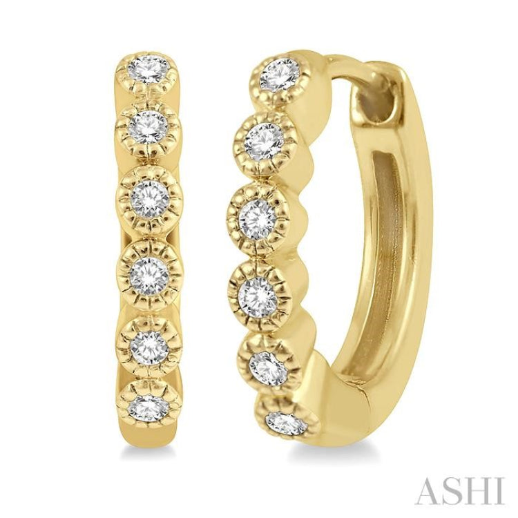 1/10 ctw Round Cut Diamond Huggie Petite Earrings in 10K Yellow Gold 1/10 ctw Round Cut Diamond Huggie Petite Earrings in 10K Yellow Gold