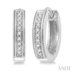 1/10 ctw Scooped Center Round Cut Diamond Huggie Petite Earrings in 10K White Gold 1/10 ctw Scooped Center Round Cut Diamond Huggie Petite Earrings in 10K White Gold