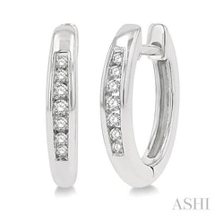 1/10 Ctw Inlay Round Cut Diamond Huggie Petite Earrings in 10K White Gold 1/10 Ctw Inlay Round Cut Diamond Huggie Petite Earrings in 10K White Gold
