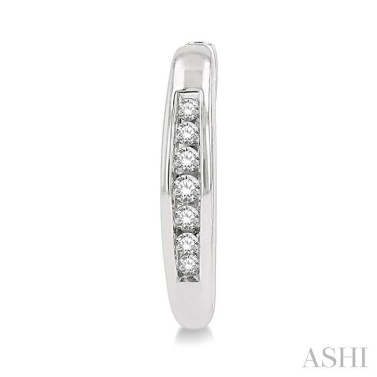 1/10 Ctw Inlay Round Cut Diamond Huggie Petite Earrings in 10K White Gold 1/10 Ctw Inlay Round Cut Diamond Huggie Petite Earrings in 10K White Gold