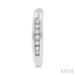 1/10 Ctw Inlay Round Cut Diamond Huggie Petite Earrings in 10K White Gold 1/10 Ctw Inlay Round Cut Diamond Huggie Petite Earrings in 10K White Gold