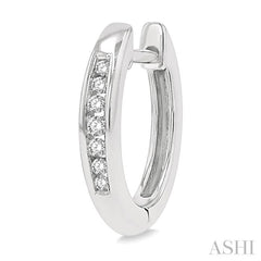1/10 Ctw Inlay Round Cut Diamond Huggie Petite Earrings in 10K White Gold 1/10 Ctw Inlay Round Cut Diamond Huggie Petite Earrings in 10K White Gold
