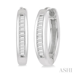 1/10 Ctw Inlay Petite Baguette Diamond Huggie Earrings in 10K White Gold 1/10 Ctw Inlay Petite Baguette Diamond Huggie Earrings in 10K White Gold