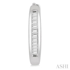 1/10 Ctw Inlay Petite Baguette Diamond Huggie Earrings in 10K White Gold 1/10 Ctw Inlay Petite Baguette Diamond Huggie Earrings in 10K White Gold