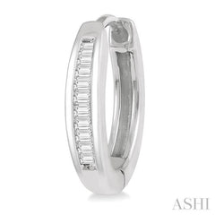 1/10 Ctw Inlay Petite Baguette Diamond Huggie Earrings in 10K White Gold 1/10 Ctw Inlay Petite Baguette Diamond Huggie Earrings in 10K White Gold