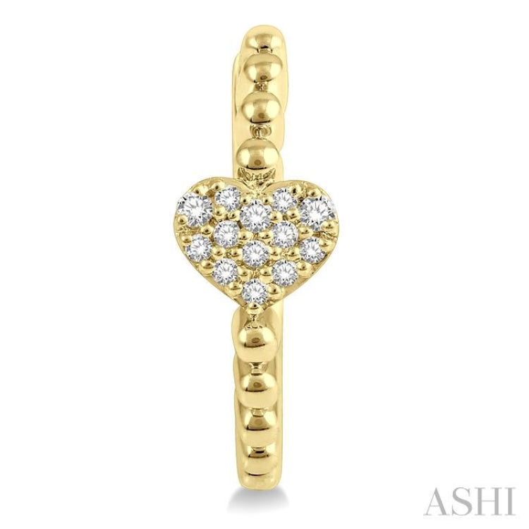 1/8 ctw Heart Charm Center Round Cut Diamond Huggie Earrings in 10K Yellow Gold 1/8 ctw Heart Charm Center Round Cut Diamond Huggie Earrings in 10K Yellow Gold