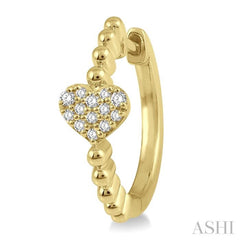 1/8 ctw Heart Charm Center Round Cut Diamond Huggie Earrings in 10K Yellow Gold 1/8 ctw Heart Charm Center Round Cut Diamond Huggie Earrings in 10K Yellow Gold