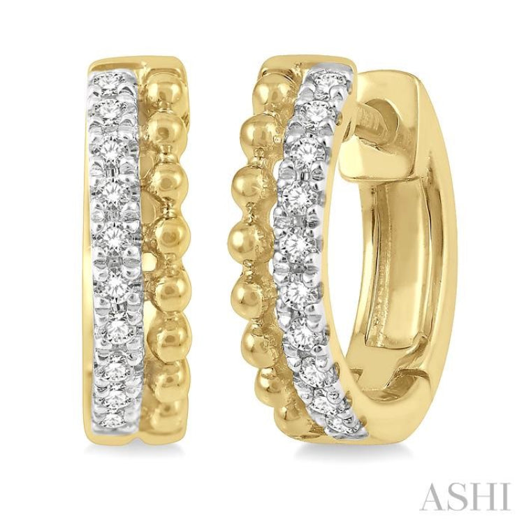 1/10 ctw Circular Bead & Round Cut Diamond Huggie Petite Earrings in 10K Yellow Gold 1/10 ctw Circular Bead & Round Cut Diamond Huggie Petite Earrings in 10K Yellow Gold