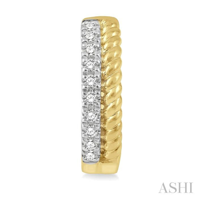1/10 Ctw Rope Bead & Round Cut Diamond Huggie Petite Earrings in 10K Yellow Gold 1/10 Ctw Rope Bead & Round Cut Diamond Huggie Petite Earrings in 10K Yellow Gold