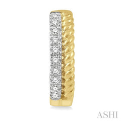 1/10 Ctw Rope Bead & Round Cut Diamond Huggie Petite Earrings in 10K Yellow Gold 1/10 Ctw Rope Bead & Round Cut Diamond Huggie Petite Earrings in 10K Yellow Gold