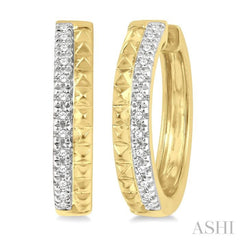 1/10 ctw Pyramid Round Cut Diamond Huggie Petite Earrings in 10K Yellow Gold 1/10 ctw Pyramid Round Cut Diamond Huggie Petite Earrings in 10K Yellow Gold