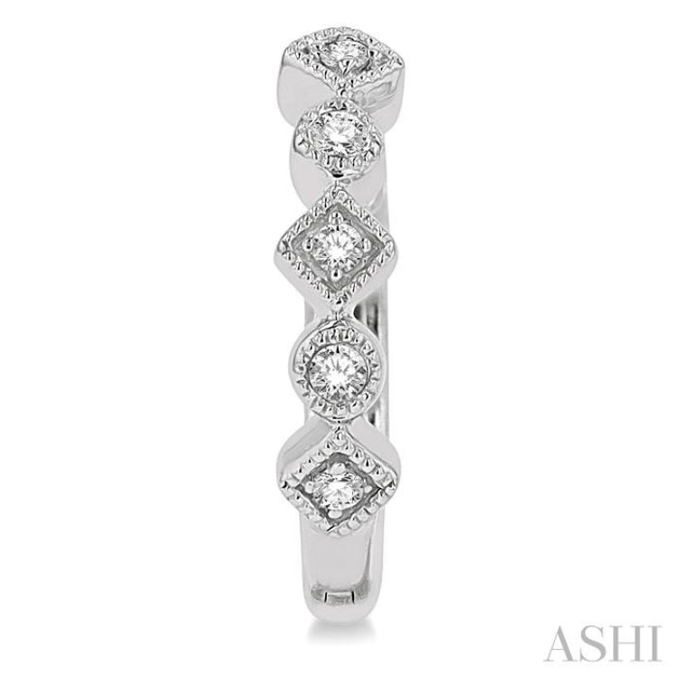 1/10 ctw Circular & Rhombus Mount Round Cut Diamond Huggie Petite Earrings in 10K White Gold 1/10 ctw Circular & Rhombus Mount Round Cut Diamond Huggie Petite Earrings in 10K White Gold