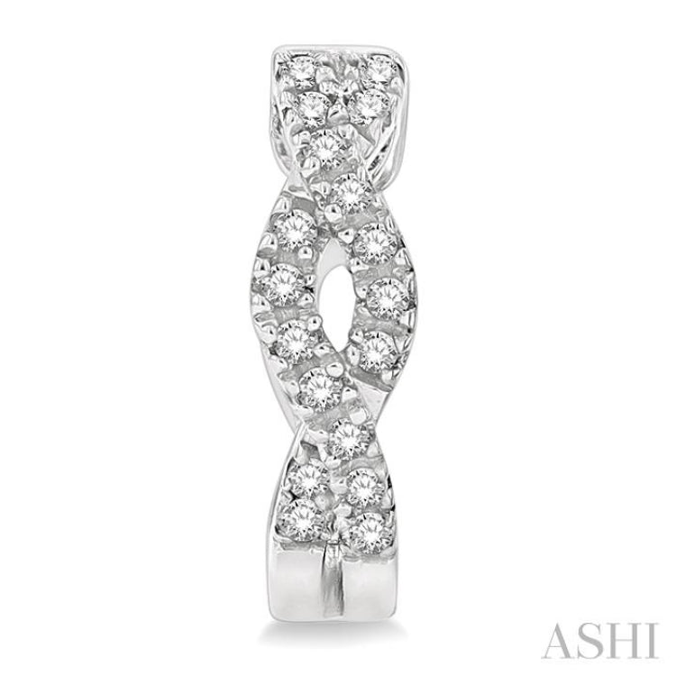 1/6 Ctw Entwined Round Cut Diamond Huggie Petite Earrings in 10K White Gold 1/6 Ctw Entwined Round Cut Diamond Huggie Petite Earrings in 10K White Gold