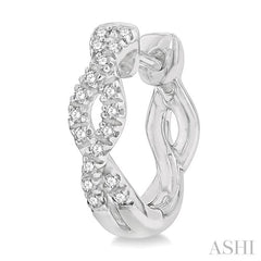 1/6 Ctw Entwined Round Cut Diamond Huggie Petite Earrings in 10K White Gold 1/6 Ctw Entwined Round Cut Diamond Huggie Petite Earrings in 10K White Gold