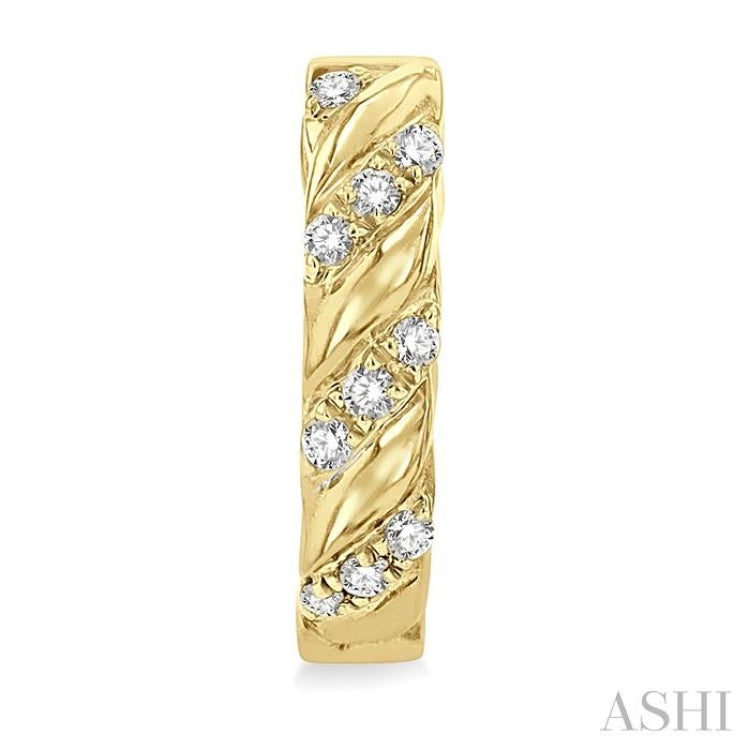 1/10 ctw Half Twirl Round Cut Diamond Huggie Petite Earrings in 10K Yellow Gold 1/10 ctw Half Twirl Round Cut Diamond Huggie Petite Earrings in 10K Yellow Gold