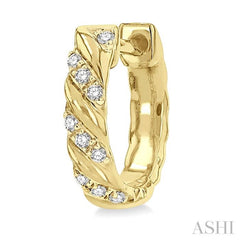 1/10 ctw Half Twirl Round Cut Diamond Huggie Petite Earrings in 10K Yellow Gold 1/10 ctw Half Twirl Round Cut Diamond Huggie Petite Earrings in 10K Yellow Gold