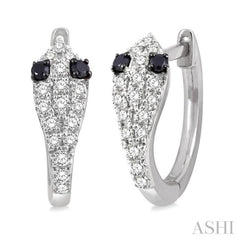 1/4 Ctw Serpent Head With Black Diamond Eyes Round Cut Diamond Huggie Petite Earrings in 10K White Gold 1/4 Ctw Serpent Head With Black Diamond Eyes Round Cut Diamond Huggie Petite Earrings in 10K White Gold