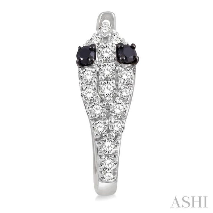 1/4 Ctw Serpent Head With Black Diamond Eyes Round Cut Diamond Huggie Petite Earrings in 10K White Gold 1/4 Ctw Serpent Head With Black Diamond Eyes Round Cut Diamond Huggie Petite Earrings in 10K White Gold