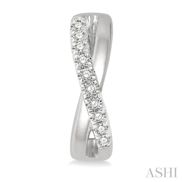 1/10 Ctw Split Intersecting Arms Round Cut Diamond Huggie Petite Earrings in 10K White Gold 1/10 Ctw Split Intersecting Arms Round Cut Diamond Huggie Petite Earrings in 10K White Gold