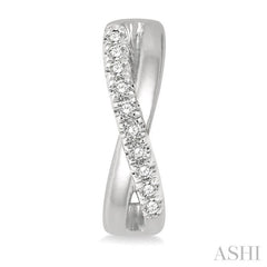 1/10 Ctw Split Intersecting Arms Round Cut Diamond Huggie Petite Earrings in 10K White Gold 1/10 Ctw Split Intersecting Arms Round Cut Diamond Huggie Petite Earrings in 10K White Gold