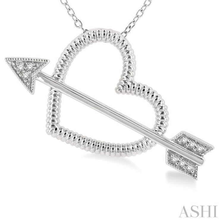 1/20 Ctw Heart and Arrow Round Cut Diamond Pendant With Chain in Sterling Silver 1/20 Ctw Heart and Arrow Round Cut Diamond Pendant With Chain in Sterling Silver