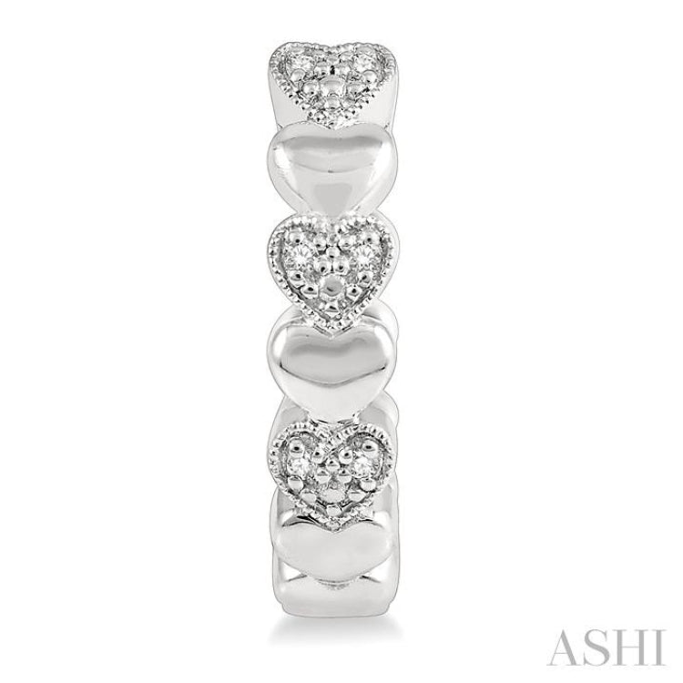 1/20 Ctw Mini Hearts Round Cut Diamond Hoop Earring in Sterling Silver 1/20 Ctw Mini Hearts Round Cut Diamond Hoop Earring in Sterling Silver