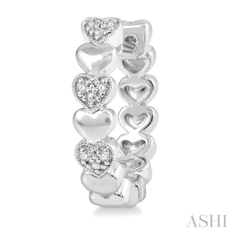 1/20 Ctw Mini Hearts Round Cut Diamond Hoop Earring in Sterling Silver 1/20 Ctw Mini Hearts Round Cut Diamond Hoop Earring in Sterling Silver