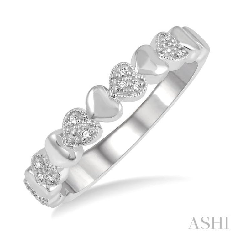 1/20 Ctw Mini Hearts Single Cut Diamond Fashion Band in Sterling Silver 1/20 Ctw Mini Hearts Single Cut Diamond Fashion Band in Sterling Silver