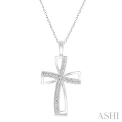 1/50 Ctw Cross Charm Round Cut Diamond Pendant With Chain in Sterling Silver 1/50 Ctw Cross Charm Round Cut Diamond Pendant With Chain in Sterling Silver