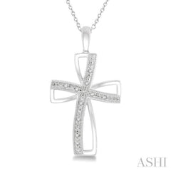 1/50 Ctw Cross Charm Round Cut Diamond Pendant With Chain in Sterling Silver 1/50 Ctw Cross Charm Round Cut Diamond Pendant With Chain in Sterling Silver