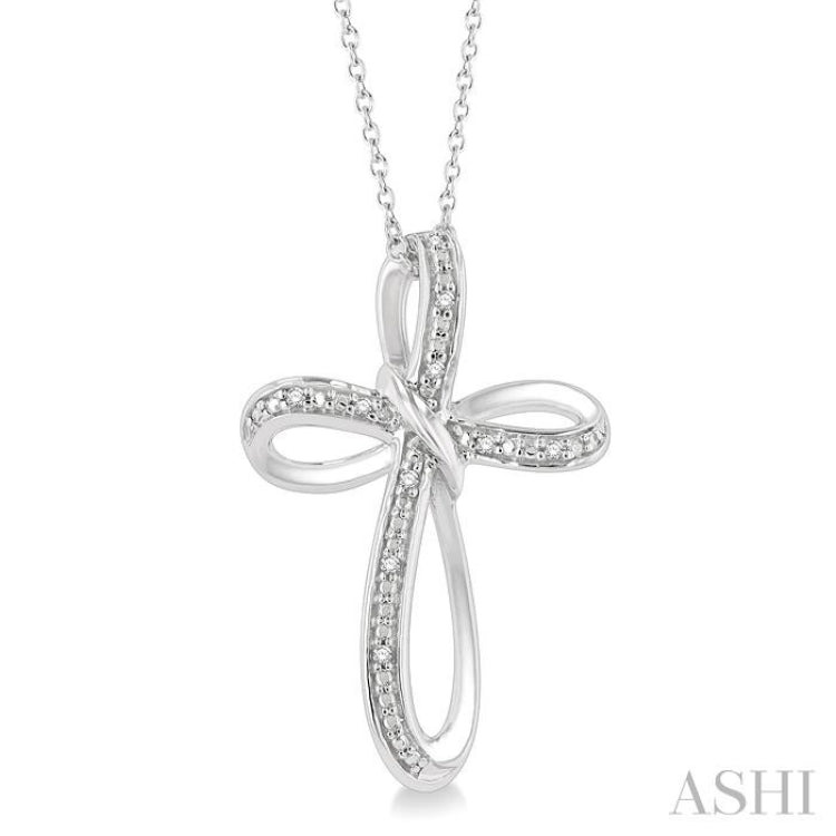 1/50 Ctw Infinity Cross Round Cut Diamond Pendant With Chain in Sterling Silver 1/50 Ctw Infinity Cross Round Cut Diamond Pendant With Chain in Sterling Silver