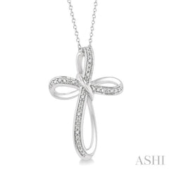 1/50 Ctw Infinity Cross Round Cut Diamond Pendant With Chain in Sterling Silver 1/50 Ctw Infinity Cross Round Cut Diamond Pendant With Chain in Sterling Silver