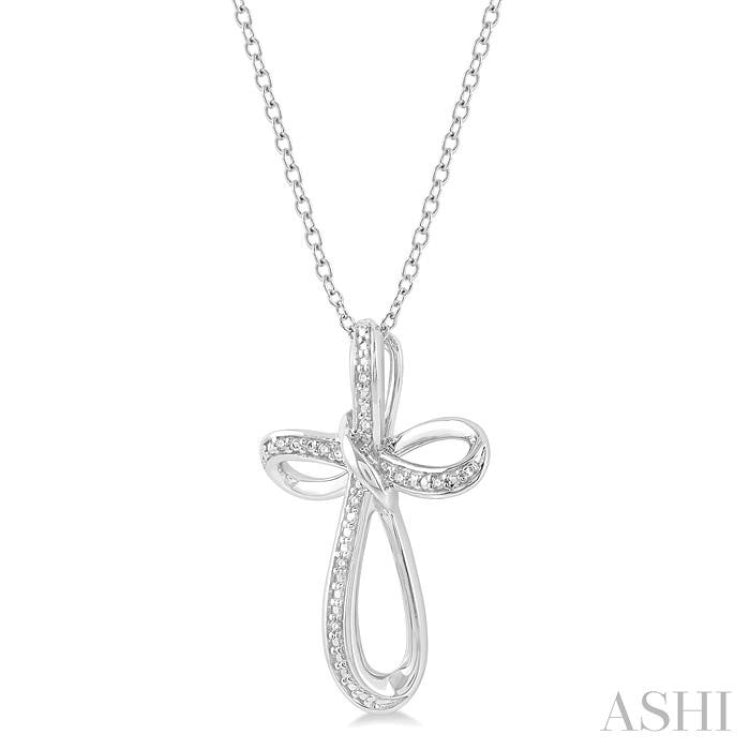 1/50 Ctw Infinity Cross Round Cut Diamond Pendant With Chain in Sterling Silver 1/50 Ctw Infinity Cross Round Cut Diamond Pendant With Chain in Sterling Silver