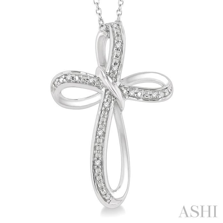 1/50 Ctw Infinity Cross Round Cut Diamond Pendant With Chain in Sterling Silver 1/50 Ctw Infinity Cross Round Cut Diamond Pendant With Chain in Sterling Silver