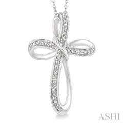 1/50 Ctw Infinity Cross Round Cut Diamond Pendant With Chain in Sterling Silver 1/50 Ctw Infinity Cross Round Cut Diamond Pendant With Chain in Sterling Silver