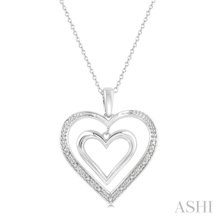 1/50 Ctw Twin Heart Round Cut Diamond Pendant With Chain in Sterling Silver 1/50 Ctw Twin Heart Round Cut Diamond Pendant With Chain in Sterling Silver