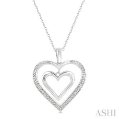 1/50 Ctw Twin Heart Round Cut Diamond Pendant With Chain in Sterling Silver 1/50 Ctw Twin Heart Round Cut Diamond Pendant With Chain in Sterling Silver