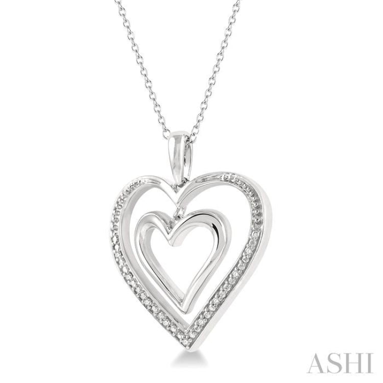 1/50 Ctw Twin Heart Round Cut Diamond Pendant With Chain in Sterling Silver 1/50 Ctw Twin Heart Round Cut Diamond Pendant With Chain in Sterling Silver